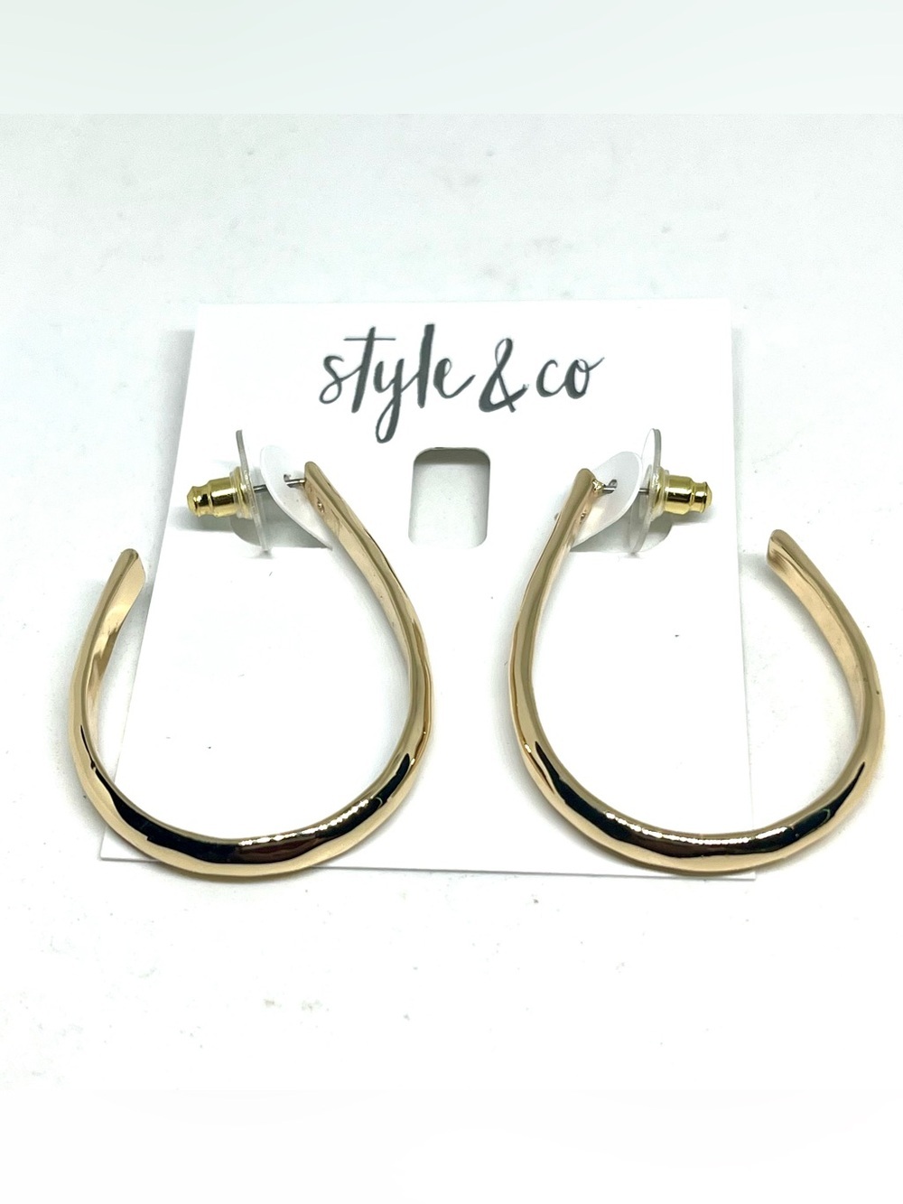 Style & Co. Curved Gold  Open Hoop Earrings NWT